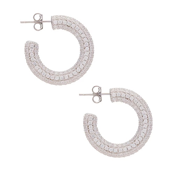 Adina Eden Jumbo Pave Hoops In Silver, Size: OS - Picture 4 of 10